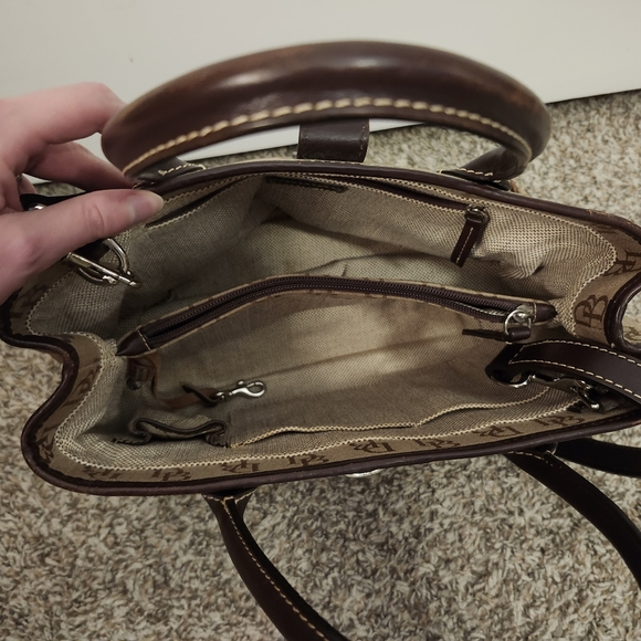 Vintage Y2K Dooney & Bourke Tan and Brown Signature Monogram Satchel - Picture 2 of 6